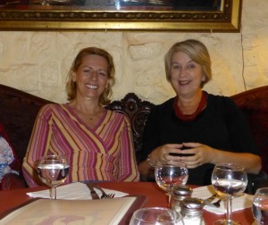 Suzanne Payette and Marion Morgan-Bindon at dinner