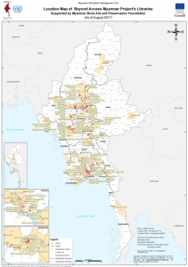 Map of Myanmar showing where Beyond Access projects took place