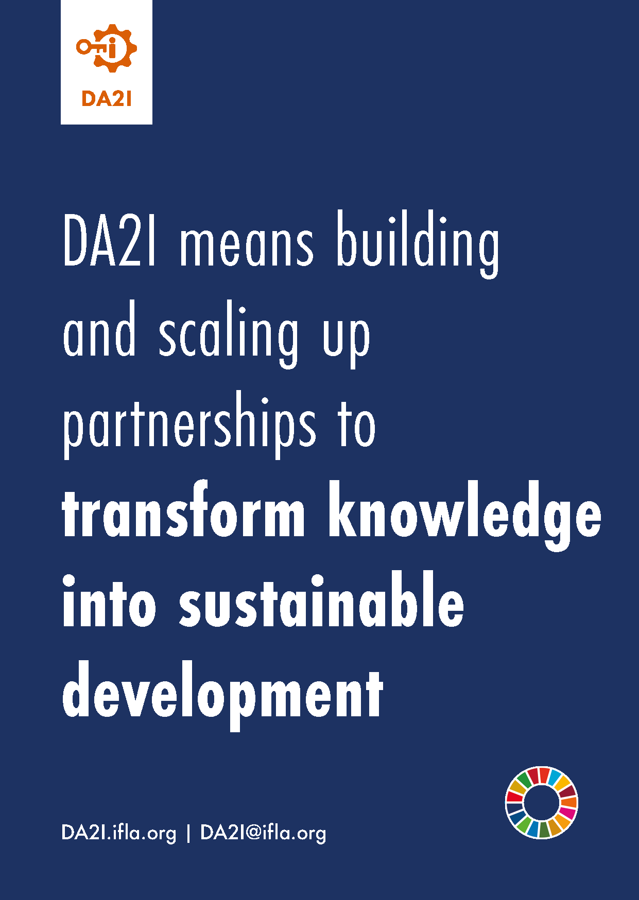 DA2I means building and scaling up partnerships to transform knowledge into sustainable development